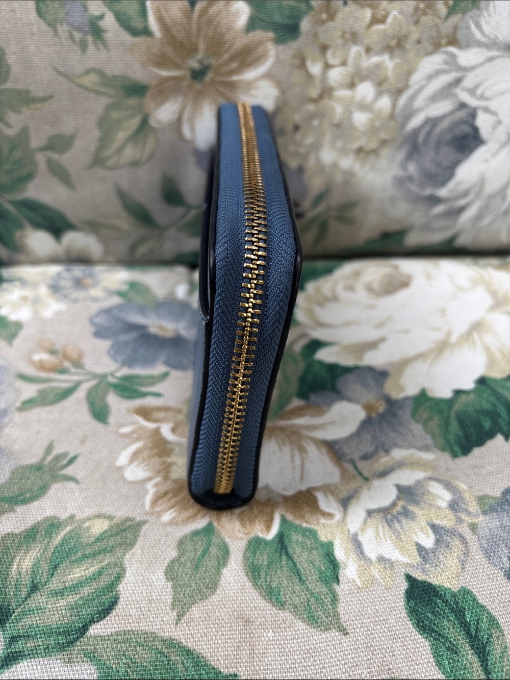 Tory Burch Dusty Blue / Bluewood Color Zip Continental Wallet - Picture 7 of 8